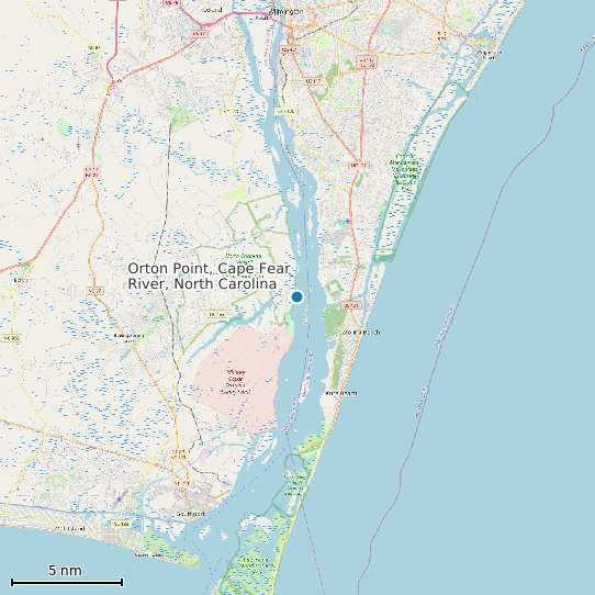 Map of Orton Point, Cape Fear River, North Carolina Tide Prediction Station