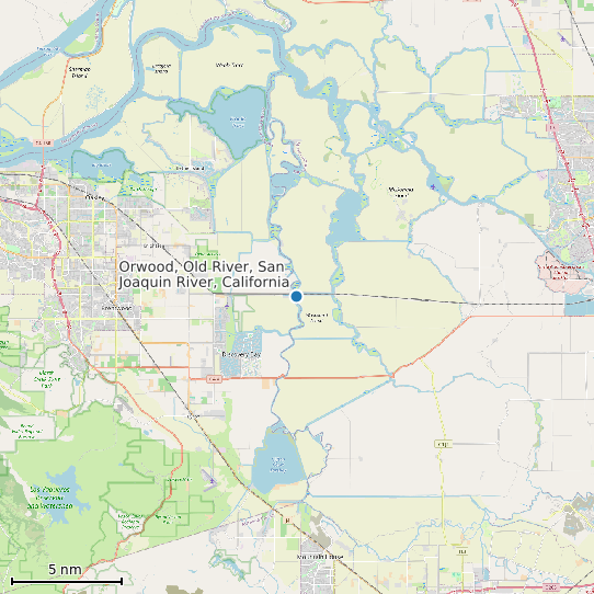 Map of Orwood, Old River, San Joaquin River, California Tide Prediction Station