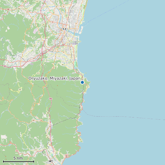 Map of Oryuzako, Miyazaki, Japan Tide Prediction Station