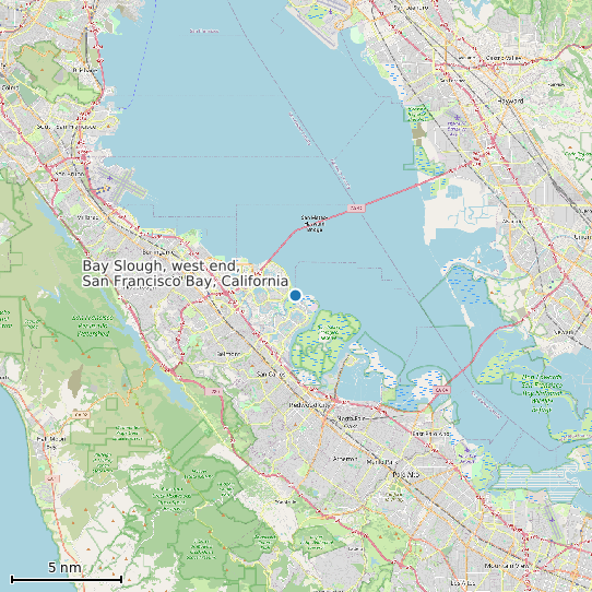 Map of Bay Slough, west end, San Francisco Bay, California Tide Prediction Station