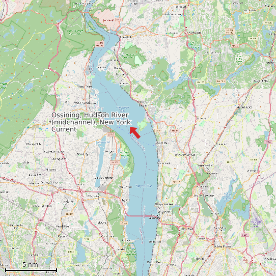 Map of Ossining, Hudson River (midchannel), New York Current Prediction Station