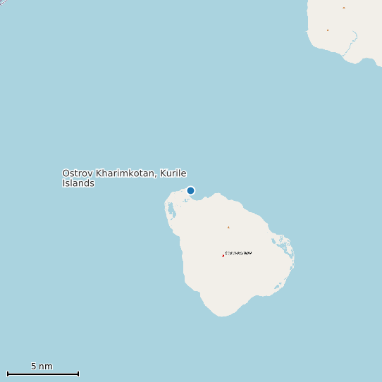 Map of Ostrov Kharimkotan, Kurile Islands Tide Prediction Station