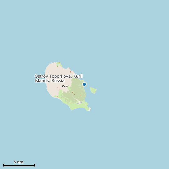 Map of Ostrov Toporkova, Kuril Islands, Russia Tide Prediction Station