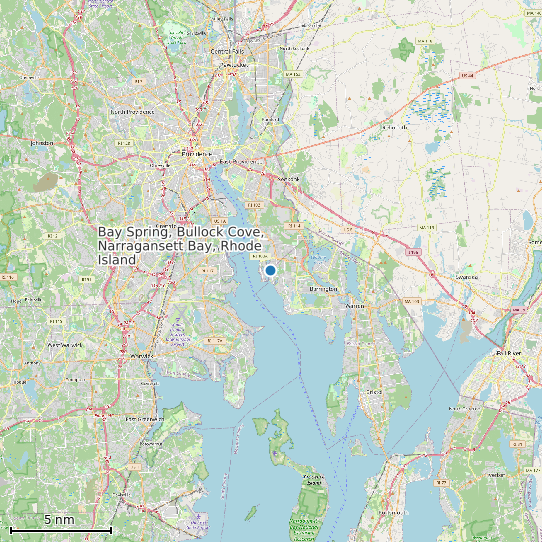 Map of Bay Spring, Bullock Cove, Narragansett Bay, Rhode Island Tide Prediction Station