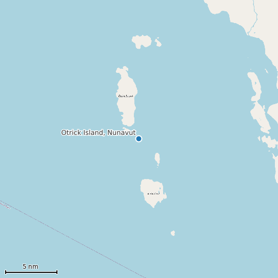 Map of Otrick Island, Nunavut Tide Prediction Station