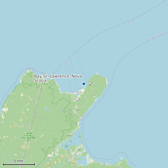 Map of Bay St. Lawrence, Nova Scotia Tide Prediction Station