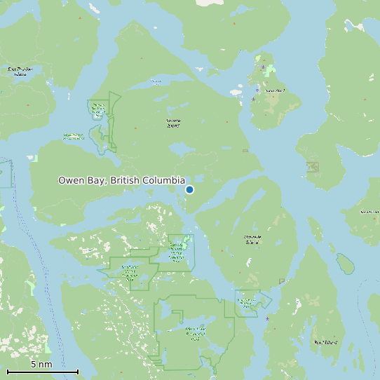 Map of Owen Bay, British Columbia Tide Prediction Station