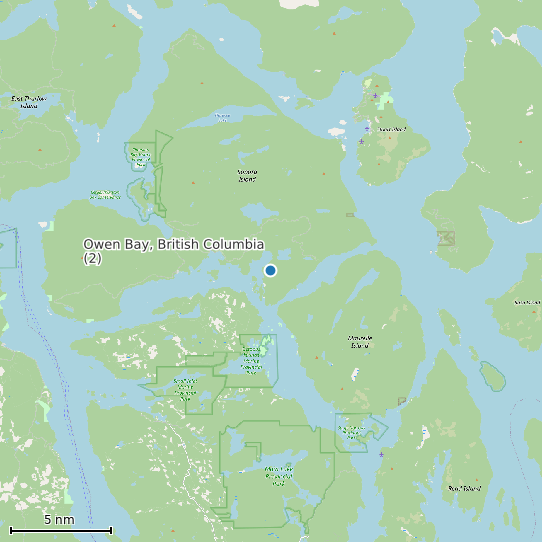 Map of Owen Bay, British Columbia (2) Tide Prediction Station