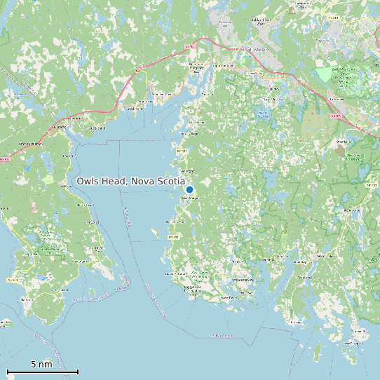 Map of Owls Head, Nova Scotia Tide Prediction Station