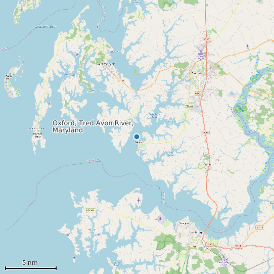 Map of Oxford, Tred Avon River, Maryland Tide Prediction Station