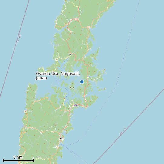 Map of Oyama Ura, Nagasaki, Japan Tide Prediction Station