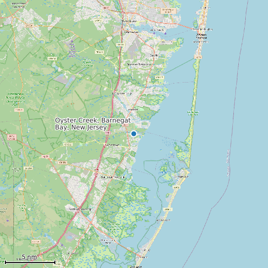 Map of Oyster Creek, Barnegat Bay, New Jersey Tide Prediction Station