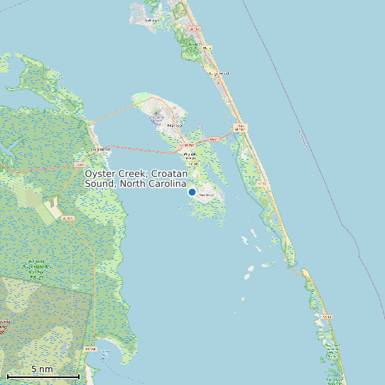 Map of Oyster Creek, Croatan Sound, North Carolina Tide Prediction Station