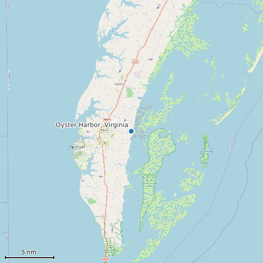 Map of Oyster Harbor, Virginia Tide Prediction Station