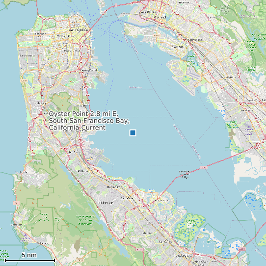 Map of Oyster Point 2.8 mi E, South San Francisco Bay, California Current Prediction Station