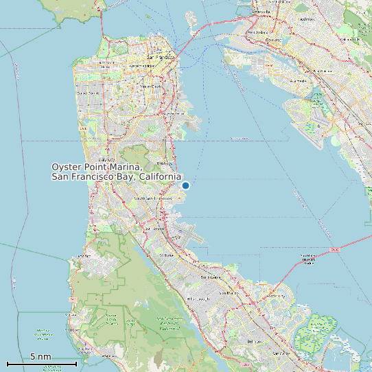 Map of Oyster Point Marina, San Francisco Bay, California Tide Prediction Station