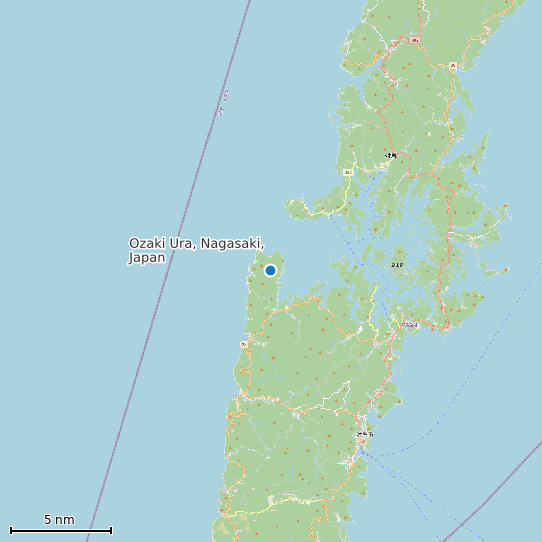 Map of Ozaki Ura, Nagasaki, Japan Tide Prediction Station