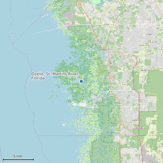 Map of Ozello, St. Martins River, Florida Tide Prediction Station