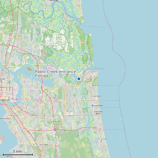 Map of Pablo Creek entrance, Florida Tide Prediction Station