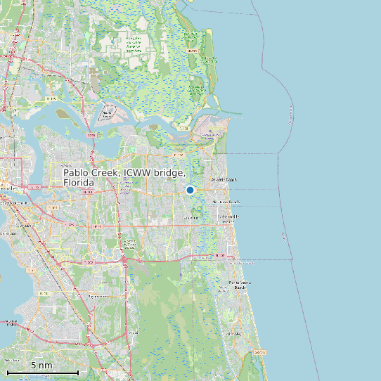 Map of Pablo Creek, ICWW bridge, Florida Tide Prediction Station