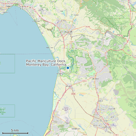 Map of Pacific Mariculture Dock, Monterey Bay, California Tide Prediction Station