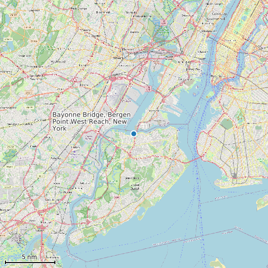 Map of Bayonne Bridge, Bergen Point West Reach, New York Tide Prediction Station