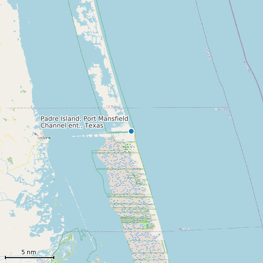 Map of Padre Island, Port Mansfield Channel ent., Texas Tide Prediction Station