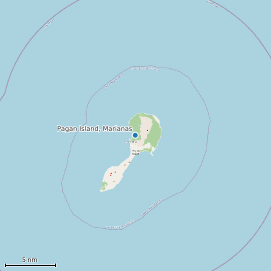 Map of Pagan Island, Marianas Tide Prediction Station