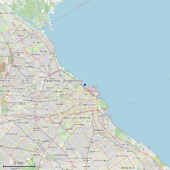 Map of Palermo, Argentina Tide Prediction Station