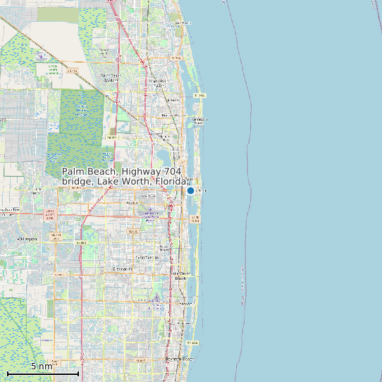 Map of Palm Beach, Highway 704 bridge, Lake Worth, Florida Tide Prediction Station