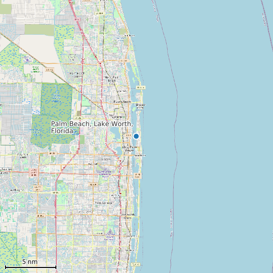 Map of Palm Beach, Lake Worth, Florida Tide Prediction Station