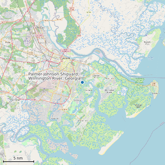 Map of Palmer Johnson Shipyard, Wilmington River, Georgia Tide Prediction Station