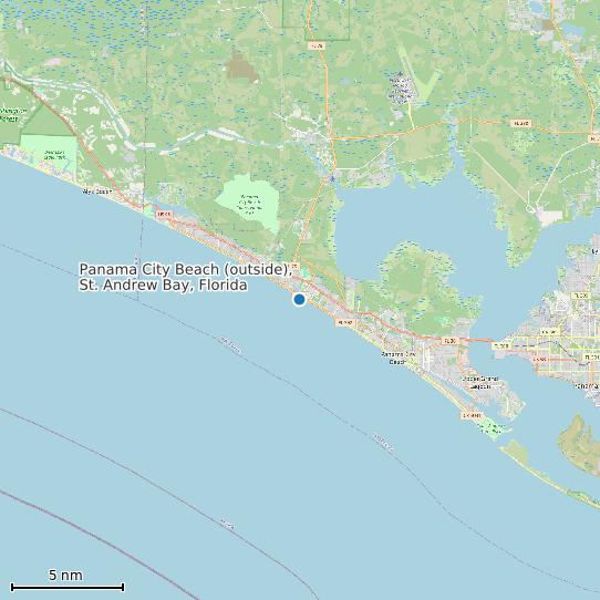 Map of Panama City Beach (outside), St. Andrew Bay, Florida Tide Prediction Station