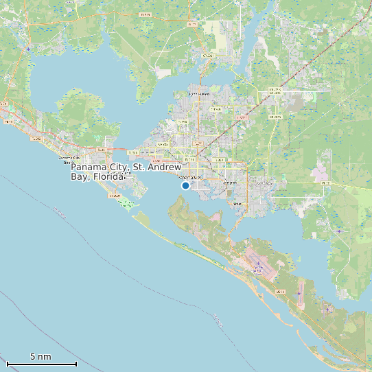 Map of Panama City, St. Andrew Bay, Florida Tide Prediction Station
