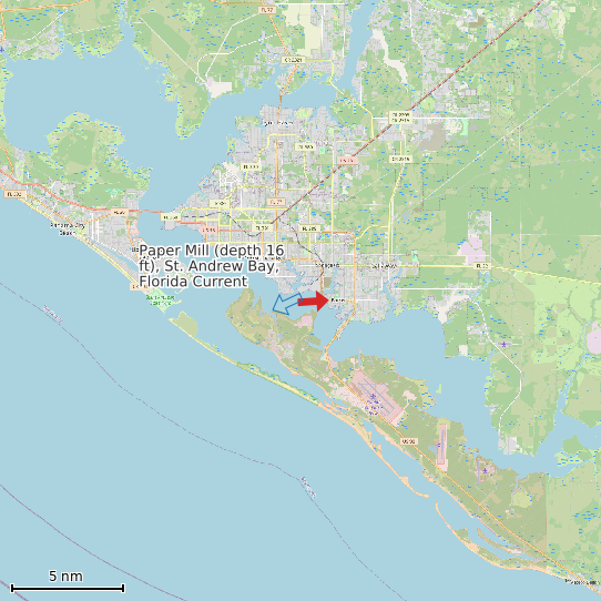 Map of Paper Mill (depth 16 ft), St. Andrew Bay, Florida Current Prediction Station
