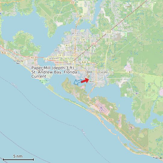 Map of Paper Mill (depth 3 ft), St. Andrew Bay, Florida Current Prediction Station