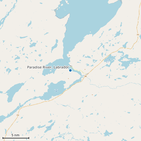 Map of Paradise River, Labrador Tide Prediction Station