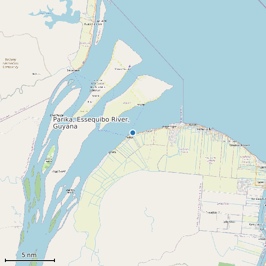 Map of Parika, Essequibo River, Guyana Tide Prediction Station