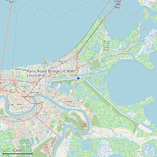 Map of Paris Road Bridge (ICWW), Louisiana Tide Prediction Station
