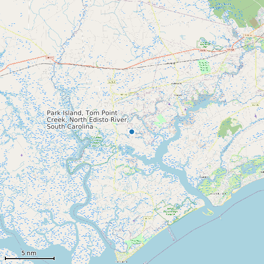 Map of Park Island, Tom Point Creek, North Edisto River, South Carolina Tide Prediction Station