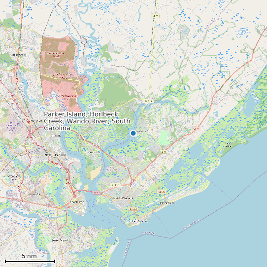 Map of Parker Island, Horlbeck Creek, Wando River, South Carolina Tide Prediction Station