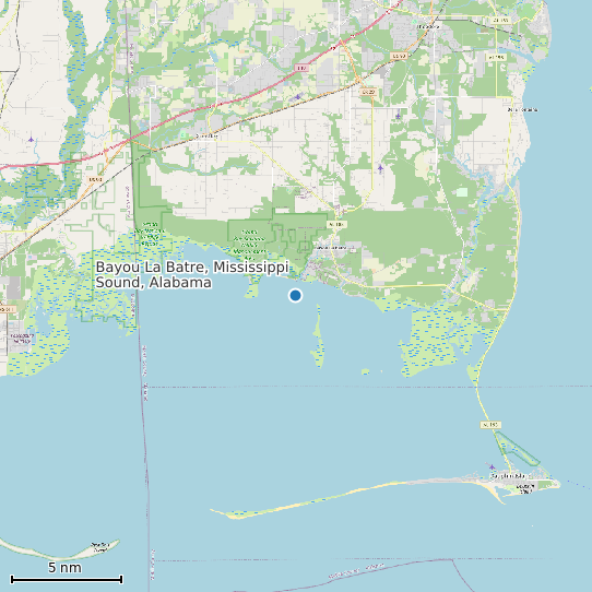 Map of Bayou La Batre, Mississippi Sound, Alabama Tide Prediction Station