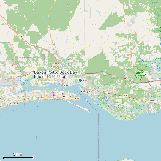 Map of Bayou Poito, Back Bay, Biloxi, Mississippi Tide Prediction Station
