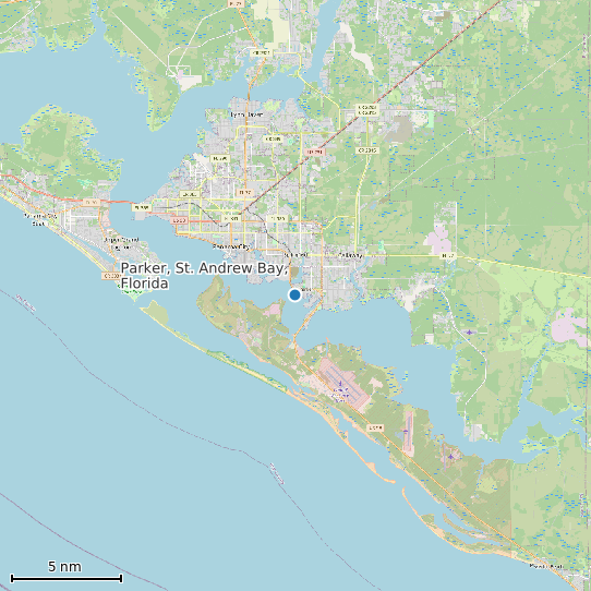 Map of Parker, St. Andrew Bay, Florida Tide Prediction Station