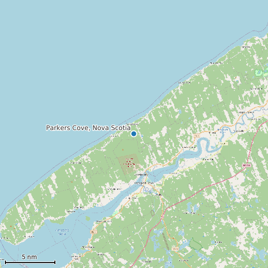 Map of Parkers Cove, Nova Scotia Tide Prediction Station