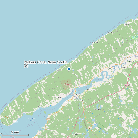 Map of Parkers Cove, Nova Scotia (2) Tide Prediction Station
