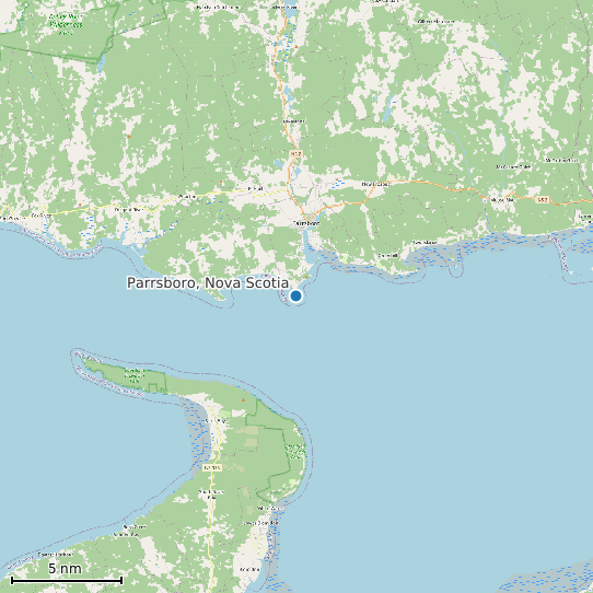 Map of Parrsboro, Nova Scotia Tide Prediction Station