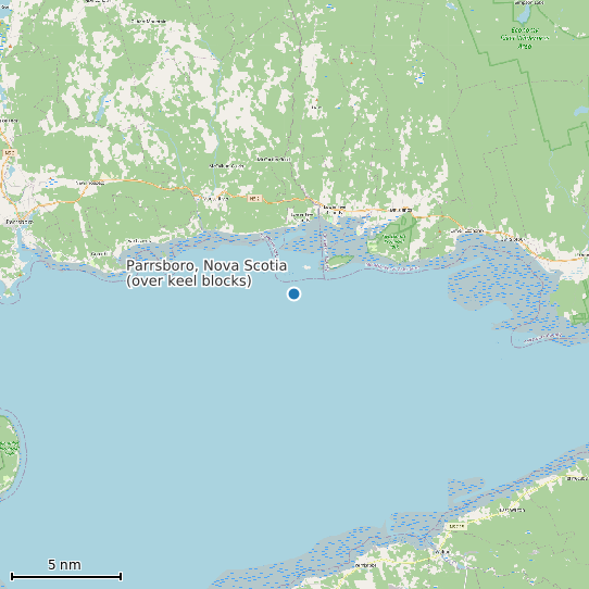 Map of Parrsboro, Nova Scotia (over keel blocks) Tide Prediction Station