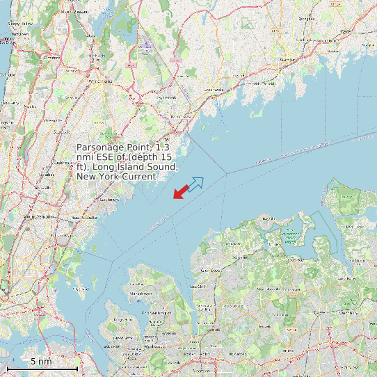 Map of Parsonage Point, 1.3 nmi ESE of (depth 15 ft), Long Island Sound, New York Current Prediction Station