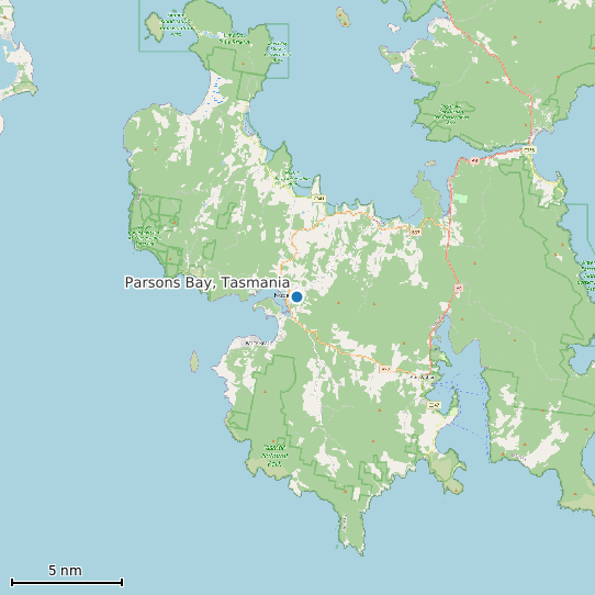 Map of Parsons Bay, Tasmania Tide Prediction Station